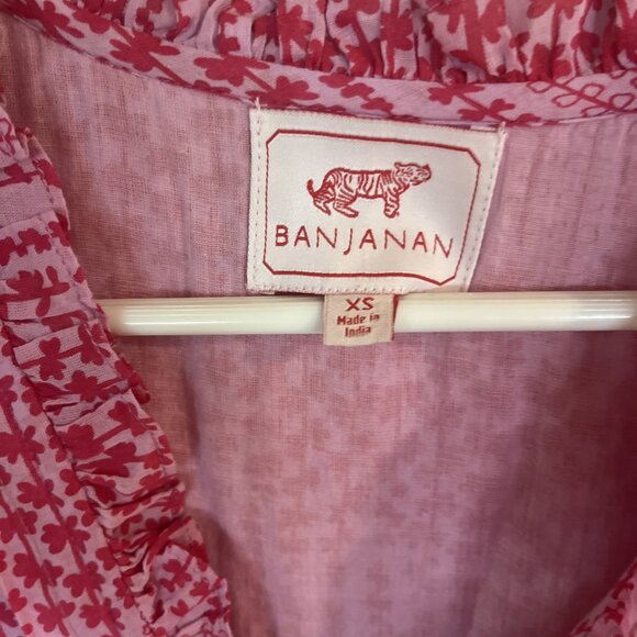 Banjanan Constance Pink Maiden Grass Raspberry Rose Midi Dress Sz XS Ruffle - Picture 6 of 14